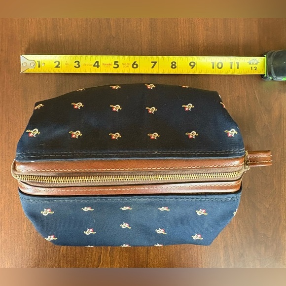 Men’s swank Vinyl Navy Anchor Canvas & Leather Toiletry Kit Travel Bag Zippered - Picture 8 of 9